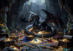 Mystic Hoard game thumbnail featuring a dark mystical dragon treasure vault